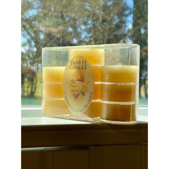 Yankee Candle TROPICAL VANILLA Tea Lights Candles Set of 10 RARE - Picture 1 of 1